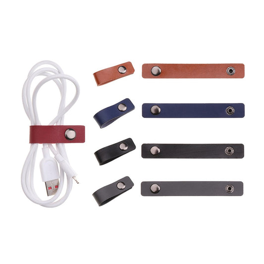 10Pcs PU Micro Fiber Leather Electronic Cable Organizers Earphone Cable Ties