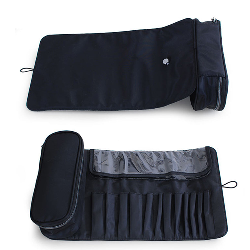 2 X Black Navy Cosmetic Bags Makeup Organizers with Brush Holder