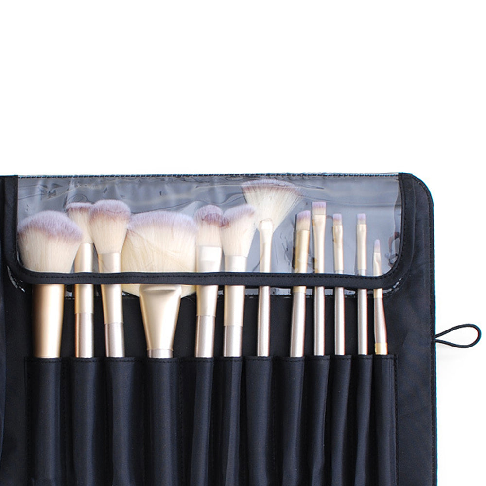 2 X Black Grey Cosmetic Bags Makeup Organizers with Brush Holder