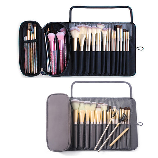 2 X Black Grey Cosmetic Bags Makeup Organizers with Brush Holder