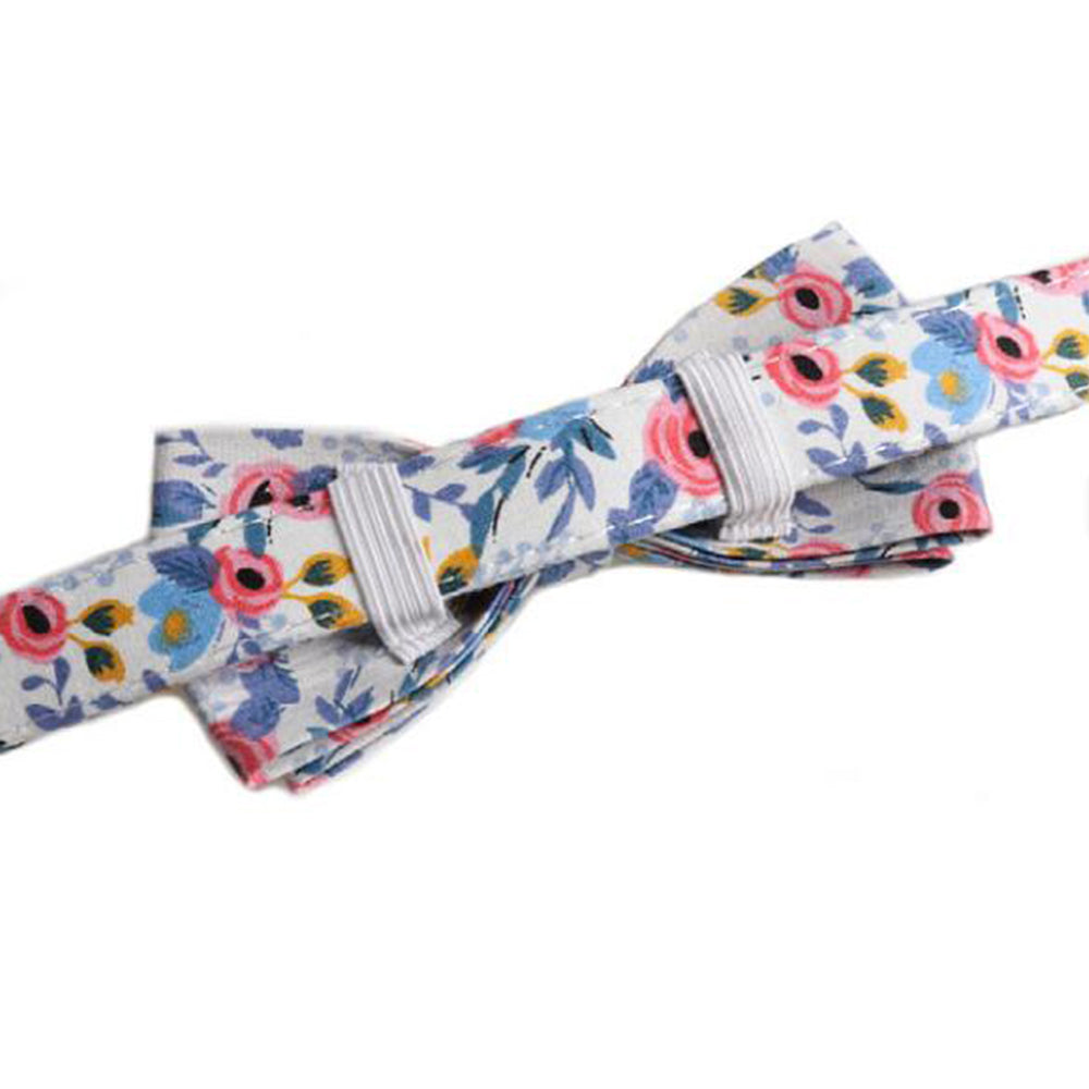 2 X Blue Orange S Floral Print Pet Collar Pet Bow Tie Dog Collar