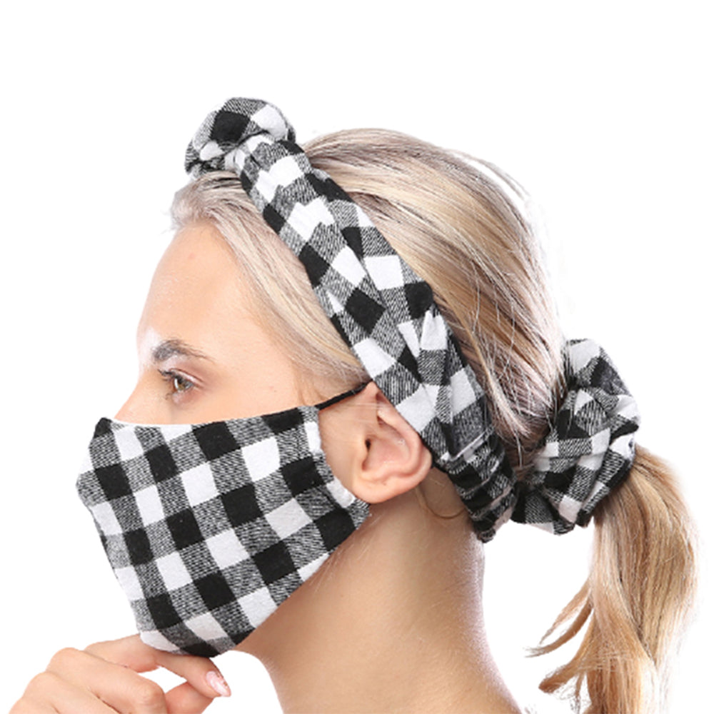 2 X Black Red 3Pcs Hair Scrunch Hairband Facemask Set