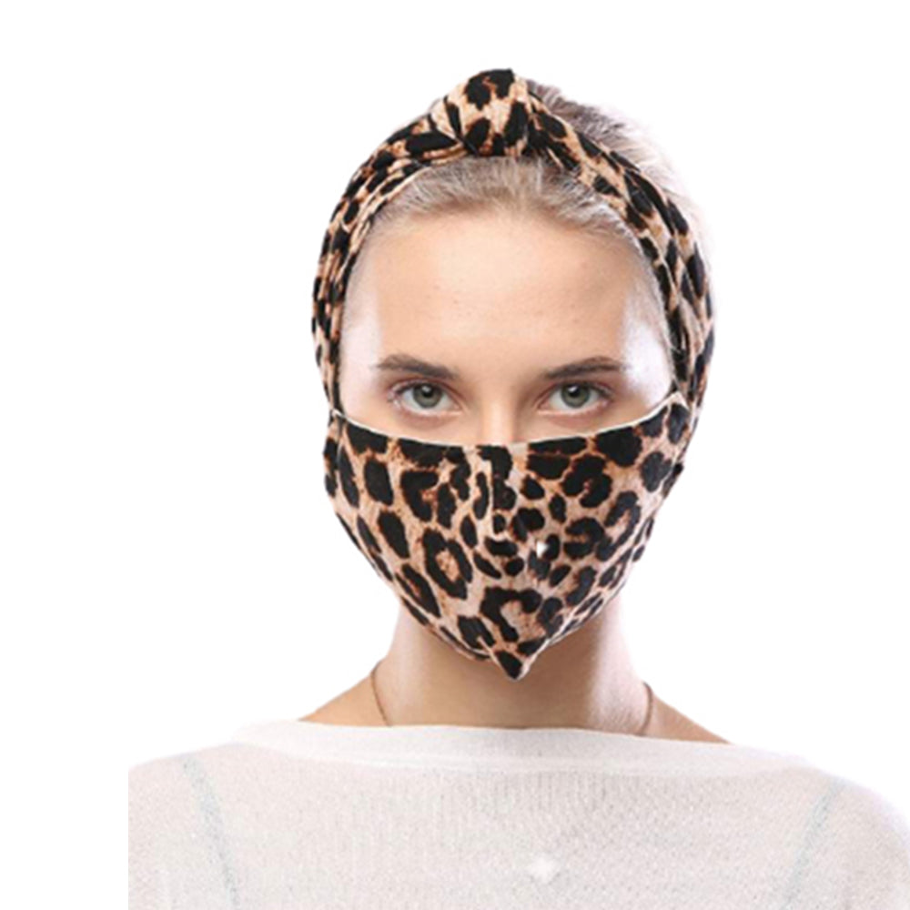 2 X Black Brwon 3Pcs Hair Scrunch Hairband Facemask Set