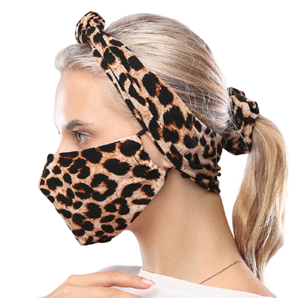 2 X Black Brwon 3Pcs Hair Scrunch Hairband Facemask Set