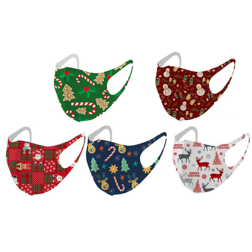 5Pcs Christmas Themed Washable Face Masks