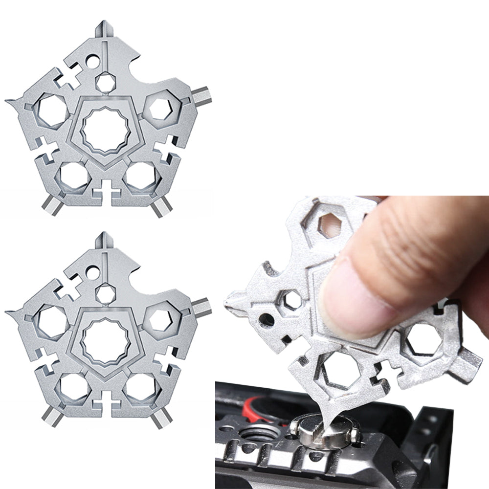 2 X Silver 23 In 1 Star Shape Multi Tool Wrench