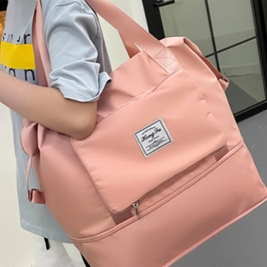 Pink Foldable Water-Resistant Sports Gym Bag Dry and Wet Separation Bags