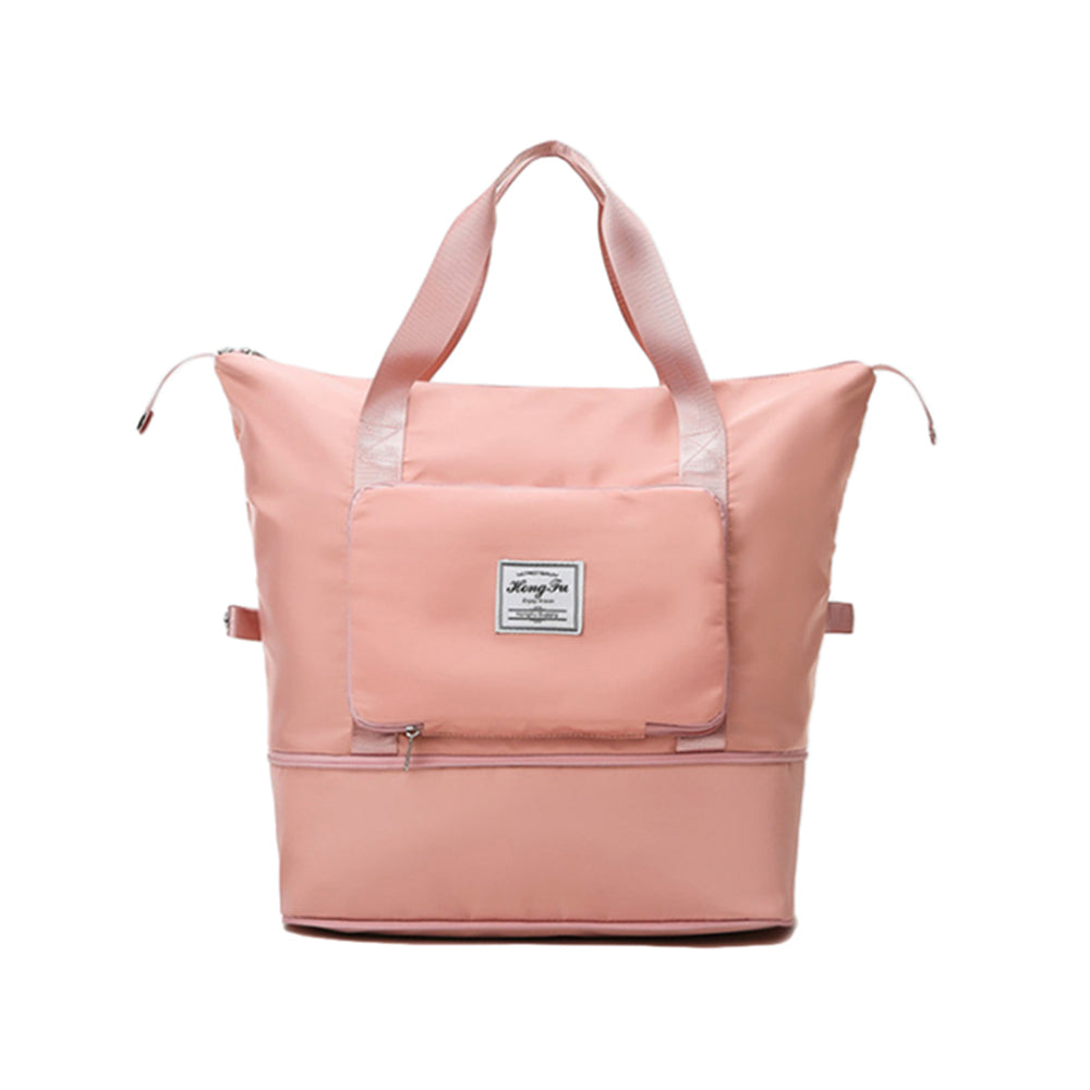 Pink Foldable Water-Resistant Sports Gym Bag Dry and Wet Separation Bags