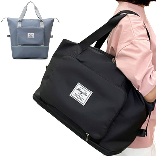 2X Blue Black Foldable Water-Resistant Sport Gym Bag Dry and Wet Separation Bags