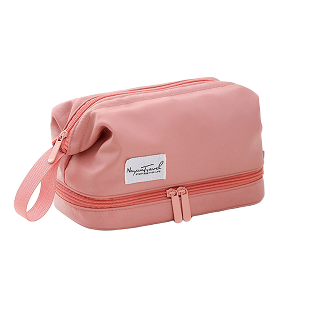 2 X Green & Pink Two Layers Water-Resistant Cosmetic Bag