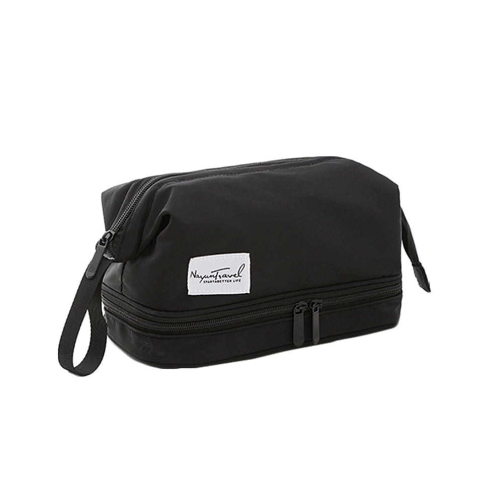2 X Green & Black Two Layers Water-Resistant Cosmetic Bag