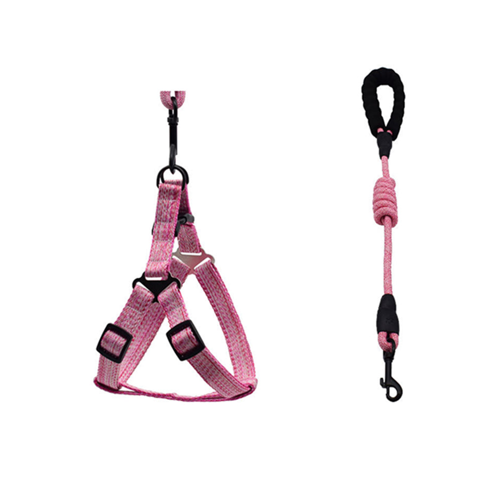 2 X XL Size Adjustable Pet Dog Harness with Leash Blue Pink