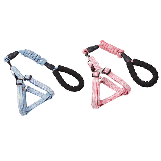 2 X L Size Adjustable Pet Dog Harness with Leash Blue Pink