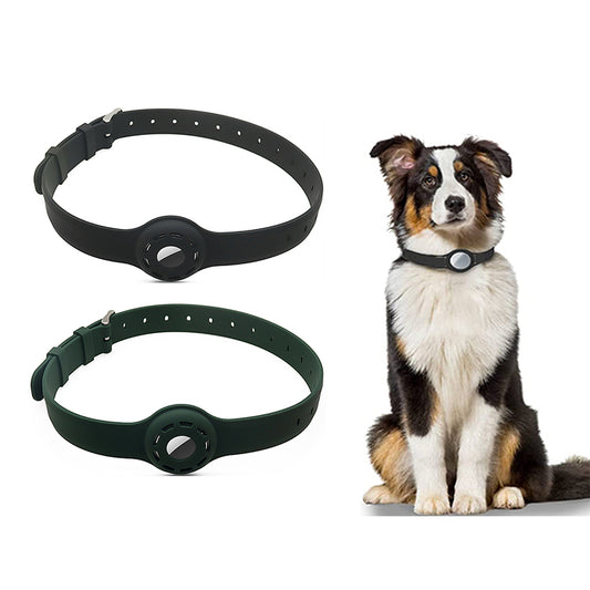 2 X Pet Collar with AirTag Container Black Green