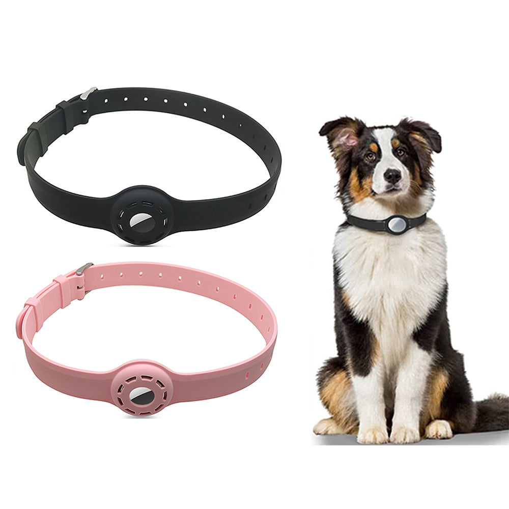 2 X Pet Collar with AirTag Container Pink Black