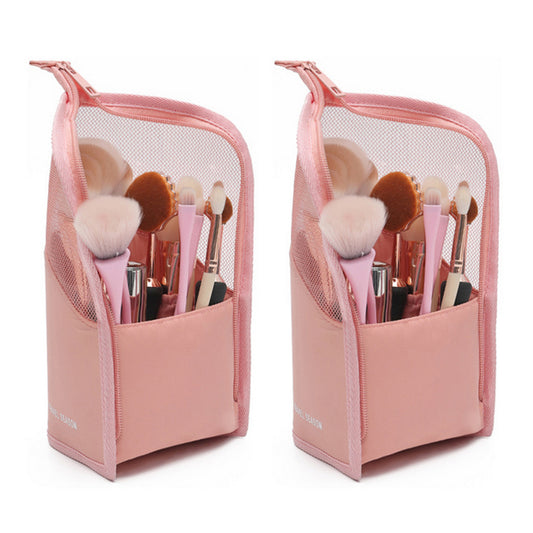 2X Pink Makeup Storage Bag Cosmetic Brush Organizer Pouch Makeup Brush Bucket