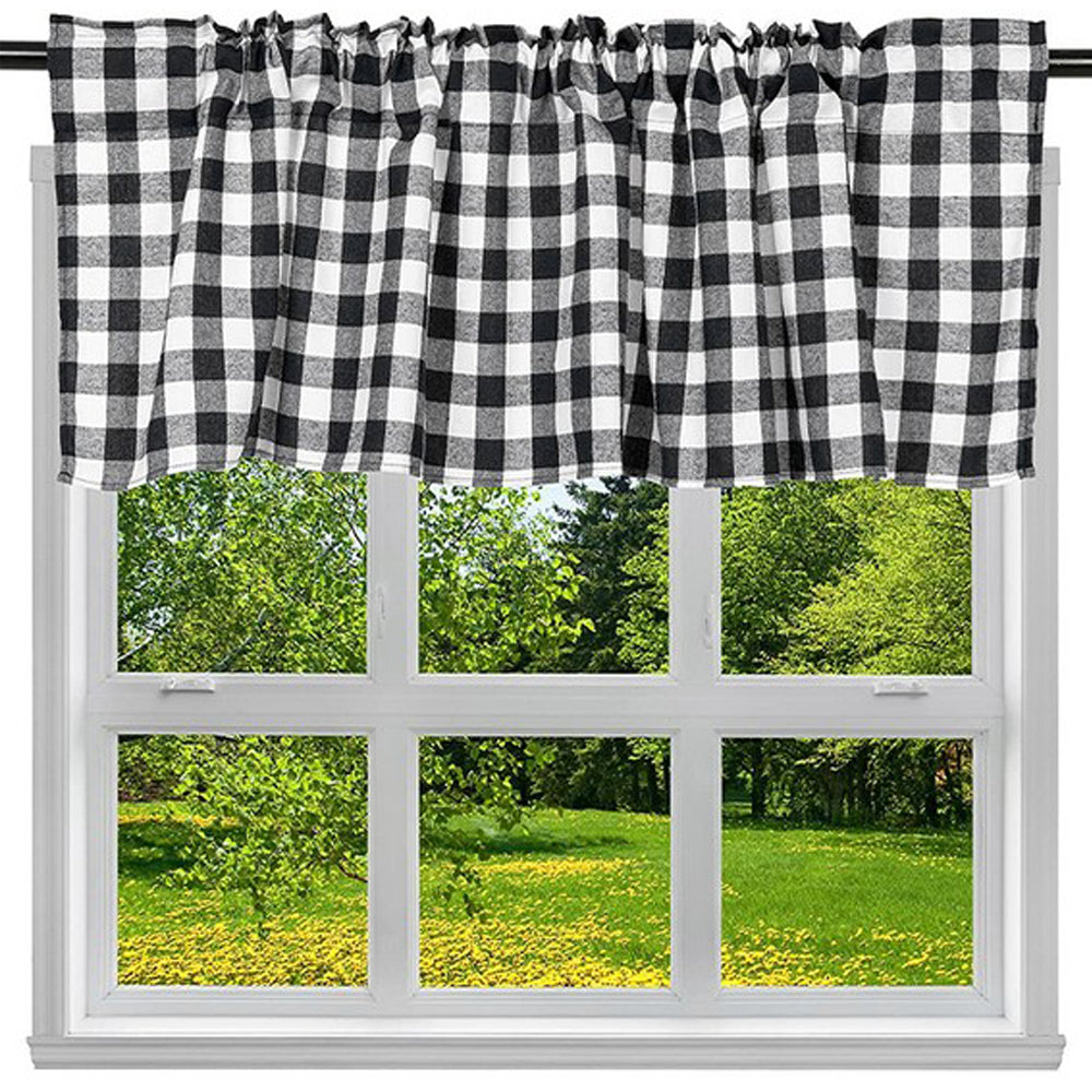 Black 106x45cm Plaid Window Treatment Decor Curtain