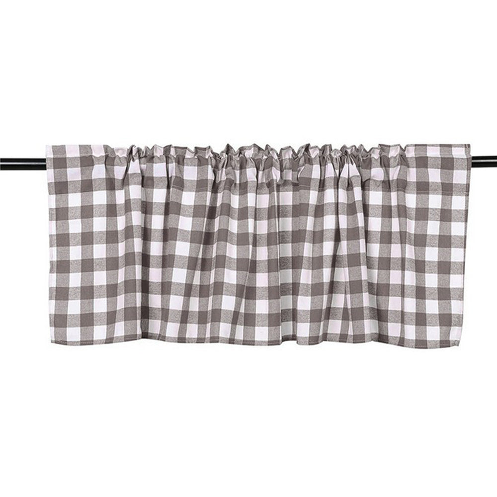 Coffee 106x45cm Plaid Window Treatment Decor Curtain