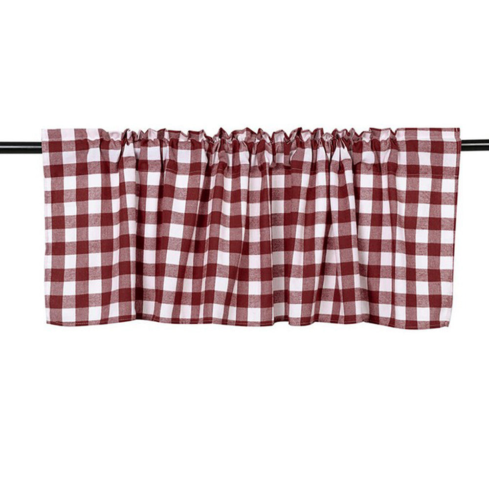 Red 106x45cm Plaid Window Treatment Decor Curtain