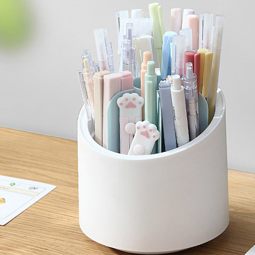 2Pcs Makeup Brush Storage Bucket White Blue