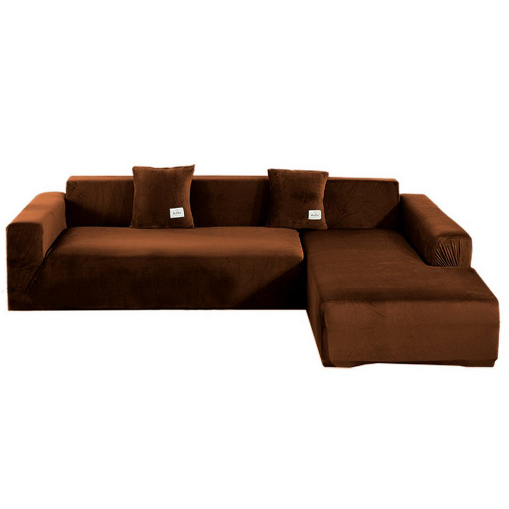 4 Seats Fleece Stretch Sofa Cover Couch Cover Coffee