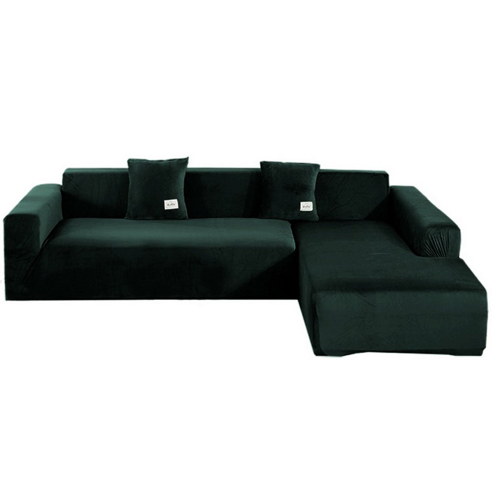 4 Seats Fleece Stretch Sofa Cover Couch Cover Green