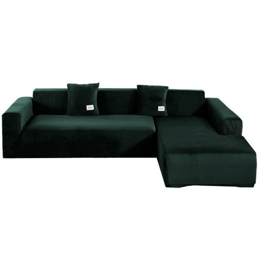 4 Seats Fleece Stretch Sofa Cover Couch Cover Green