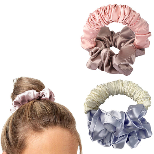 2X Heatless Hair Curler Bun on Hair Curler Hair Curling Scrunchies Pink White