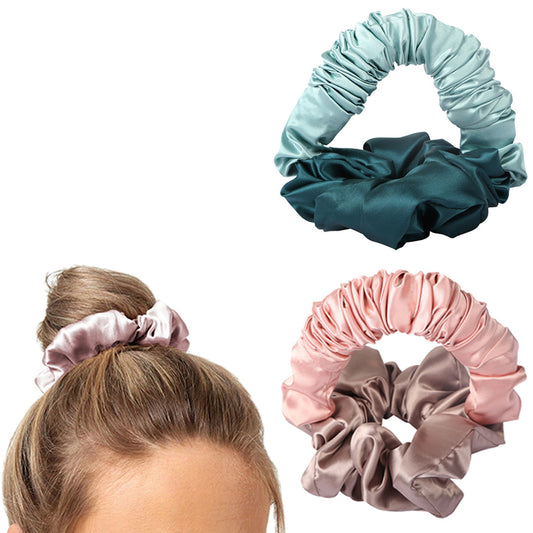 2X Heatless Hair Curler Bun on Hair Curler Hair Curling Scrunchies Pink Blue