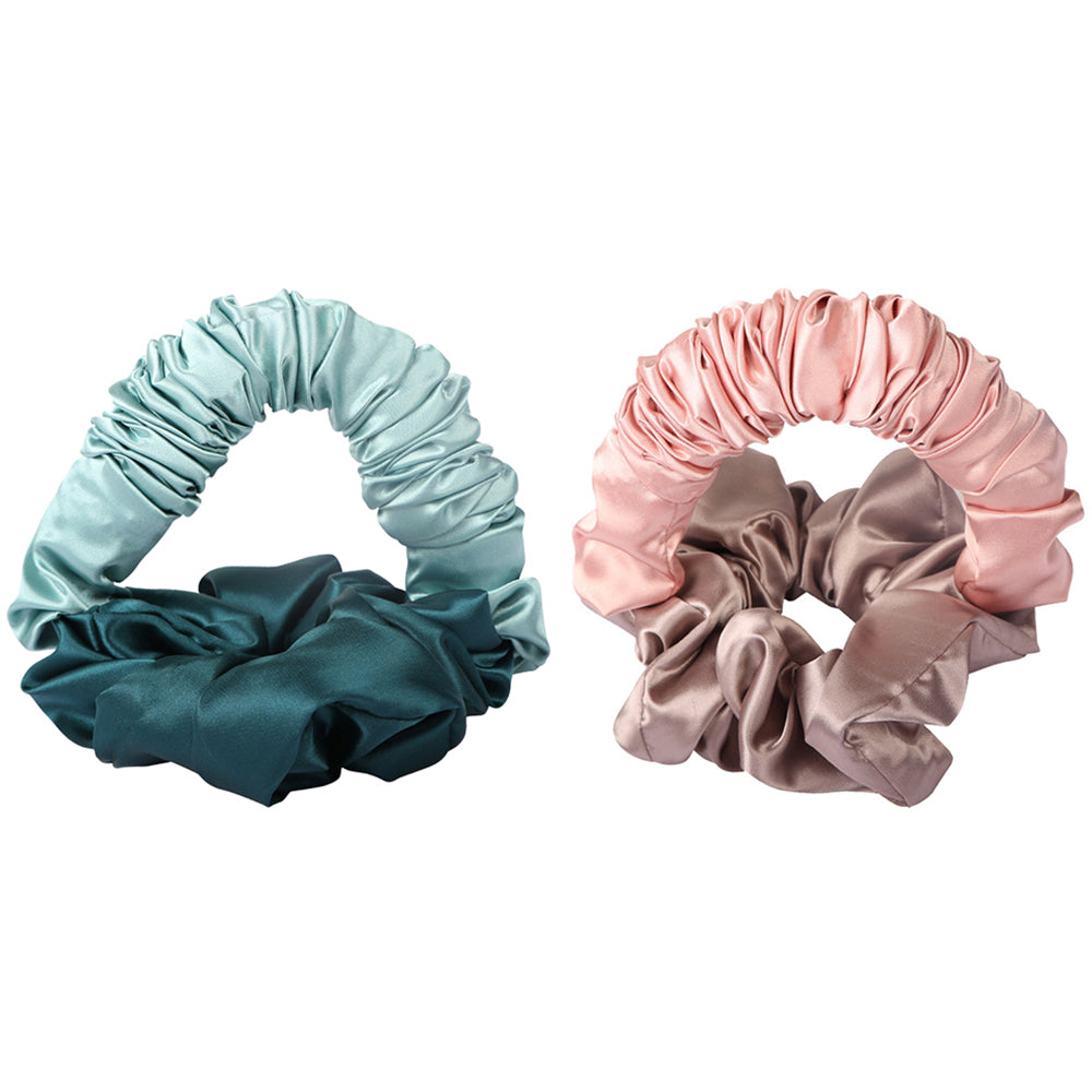 2X Heatless Hair Curler Bun on Hair Curler Hair Curling Scrunchies Pink Blue