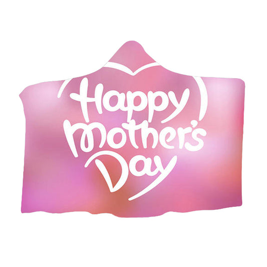 150x200cm Mothers Day Flannel Hooded Blanket Throw Blanket Hoodie Blanket Pink