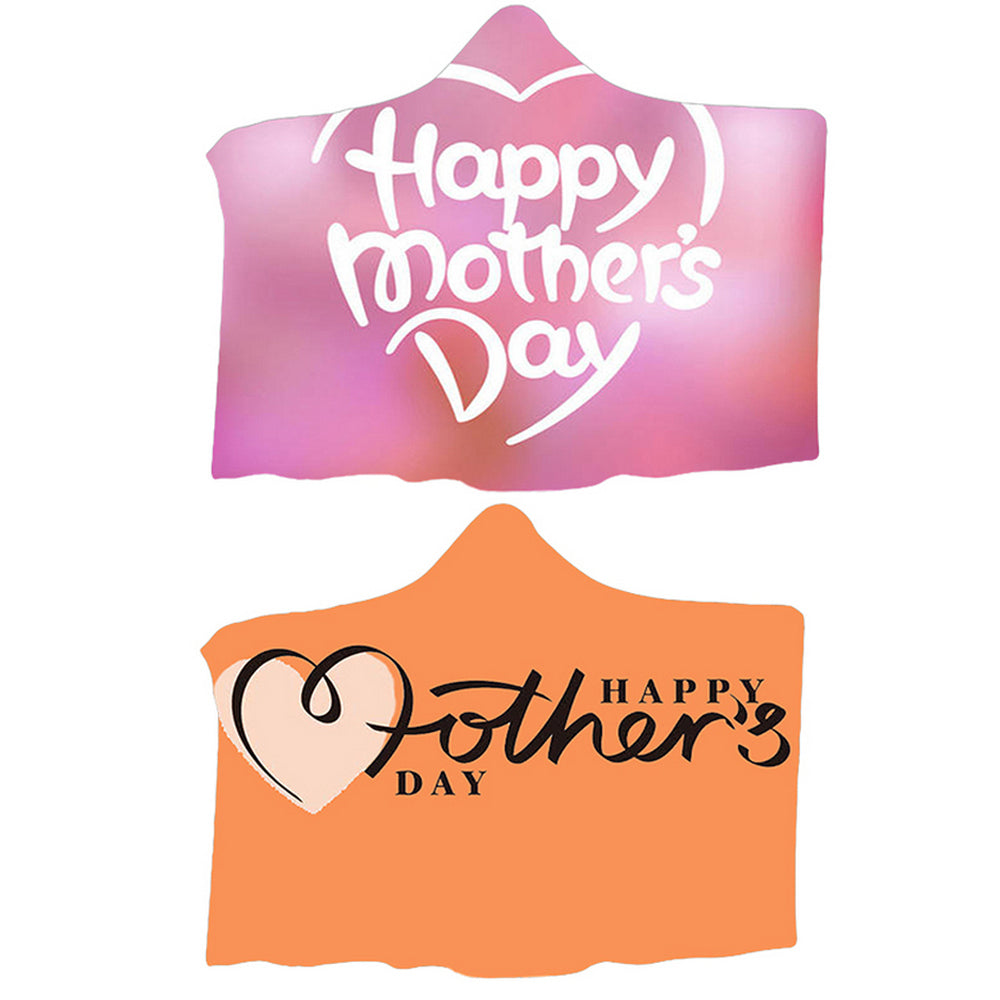 2X 150x200cm Mothers Day Flannel Hooded Blanket Throw Blanket Pink Orange