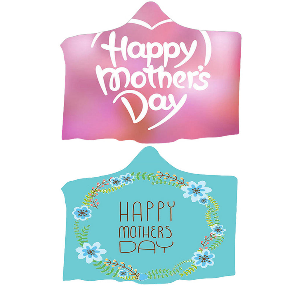 2X 150x200cm Mothers Day Flannel Hooded Blanket Throw Blanket Blue Pink