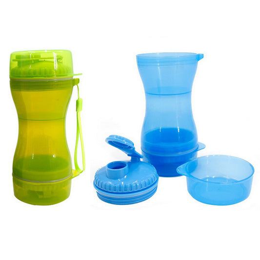2X Pet Food Container Water Bottle Pet Treats Dispenser Dog Feeder Blue Green