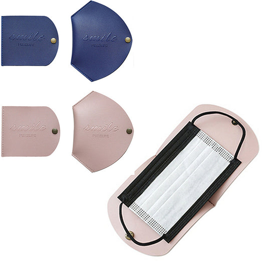 4Pcs PU Leather Snap Button Mask Storage Bag Blue and Pink