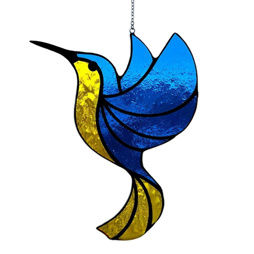 2Pcs Hanging Glass Hummingbird Ornament Blue and Acid Blue