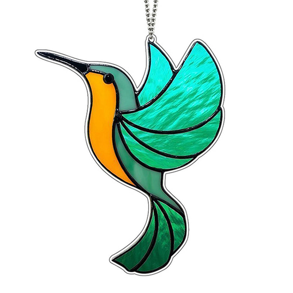 2Pcs Hanging Glass Hummingbird Ornament Blue and Acid Blue