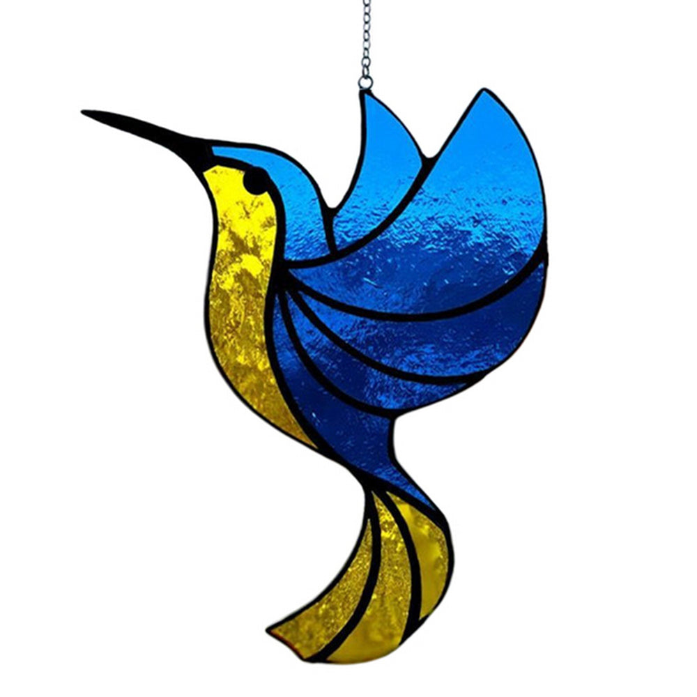 2Pcs Hanging Glass Hummingbird Ornament Blue and Purple