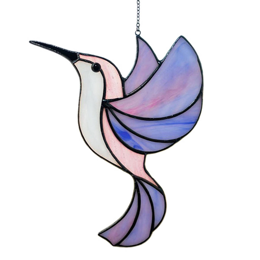 2Pcs Hanging Glass Hummingbird Ornament Blue and Purple