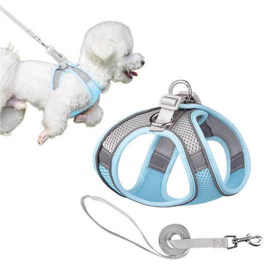 Reflective Pet Harness with Leash Grey Small