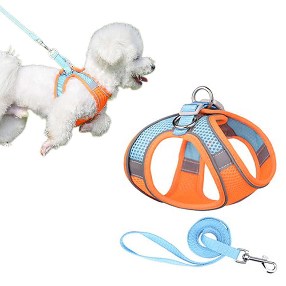 Reflective Pet Harness with Leash Orange Large