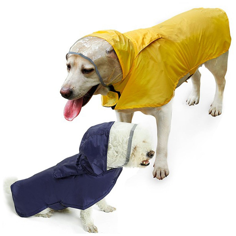 2Pcs Water Resistant Dog Raincoat Poncho with Hat and Reflective Strip 2XL Size