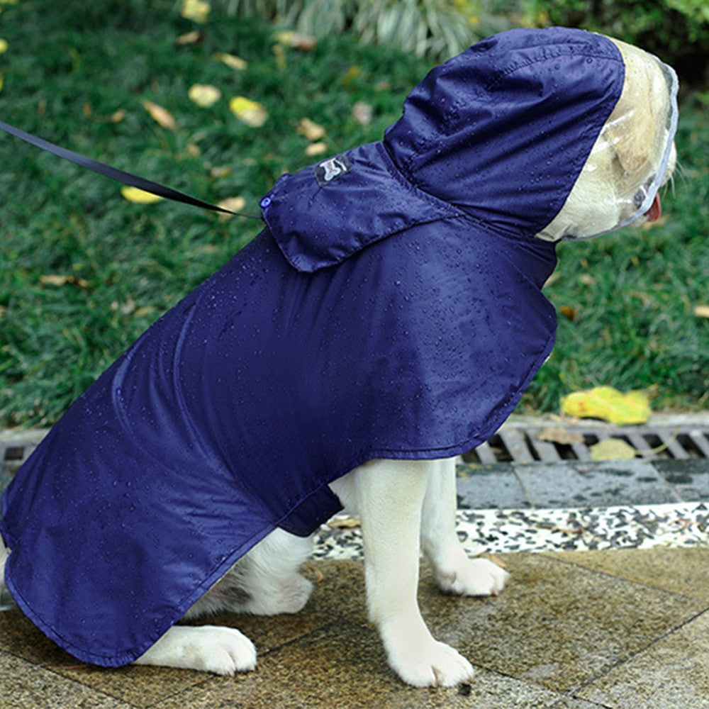 2Pcs Water Resistant Dog Raincoat Poncho with Hat and Reflective Strip L Size