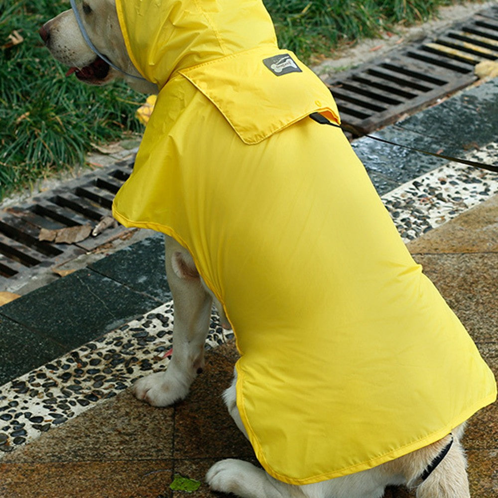 2Pcs Water Resistant Dog Raincoat Poncho with Hat and Reflective Strip L Size