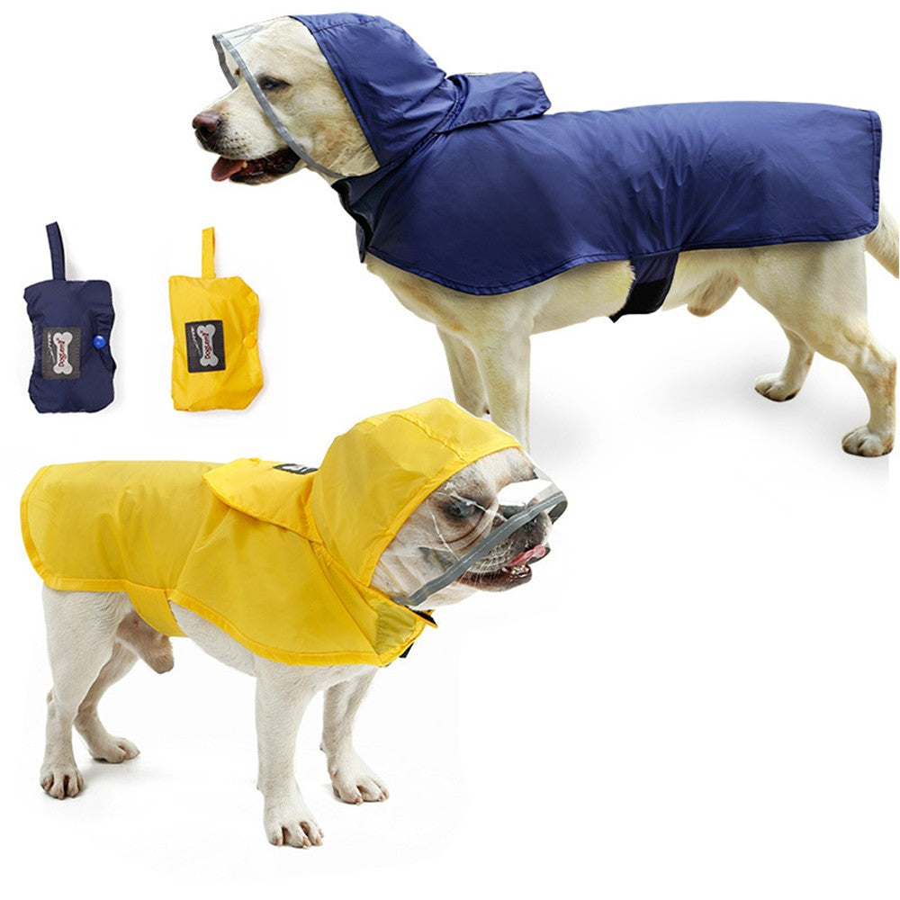 2Pcs Water Resistant Dog Raincoat Poncho with Hat and Reflective Strip L Size