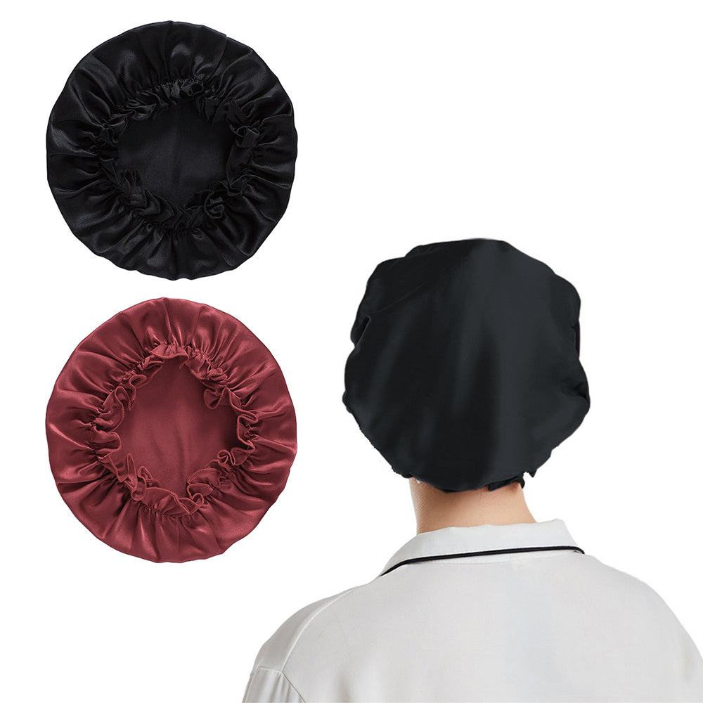 2Pcs 100% Pure Mulberry Silk Turban Wine Red Black