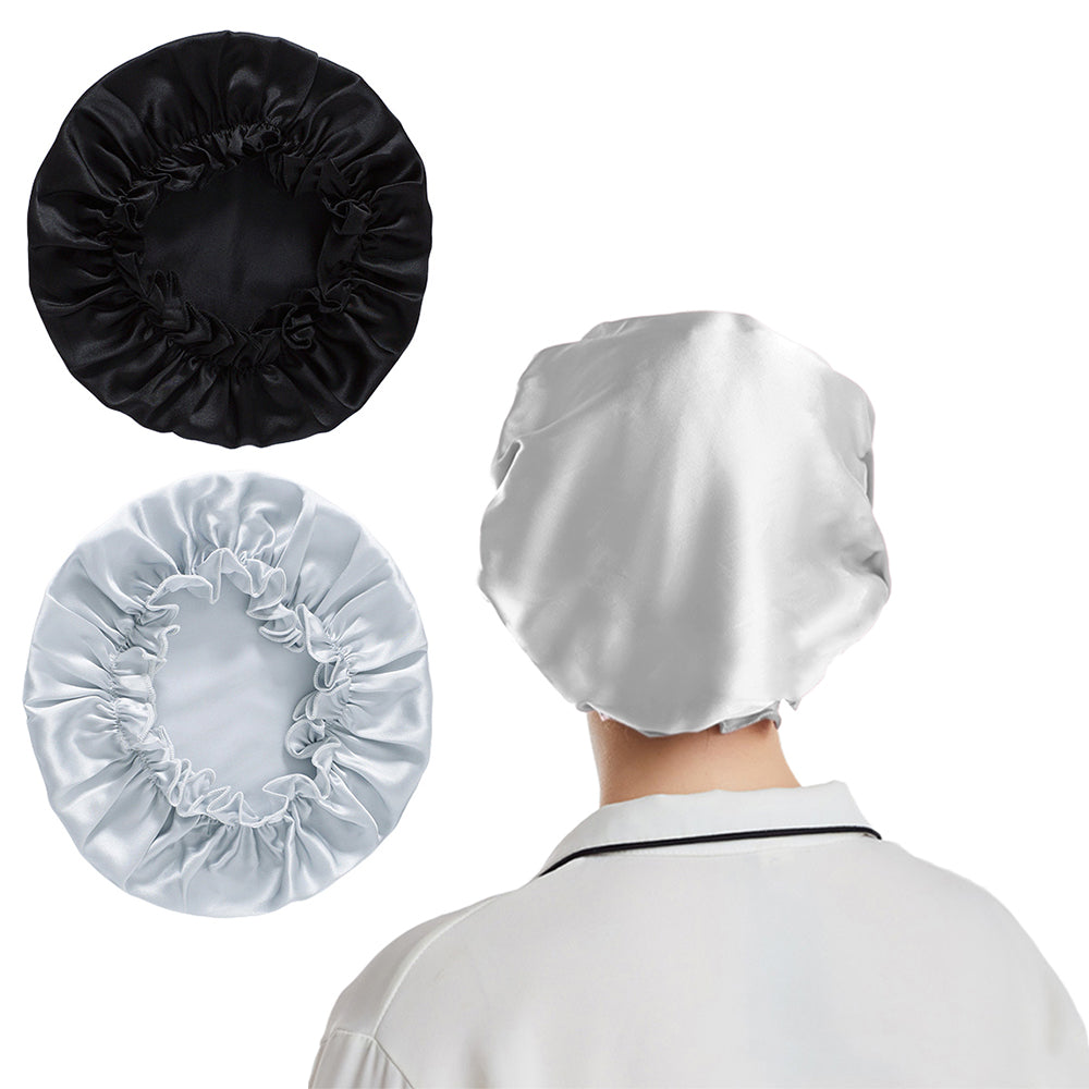 2Pcs 100% Pure Mulberry Silk Turban Grey Black