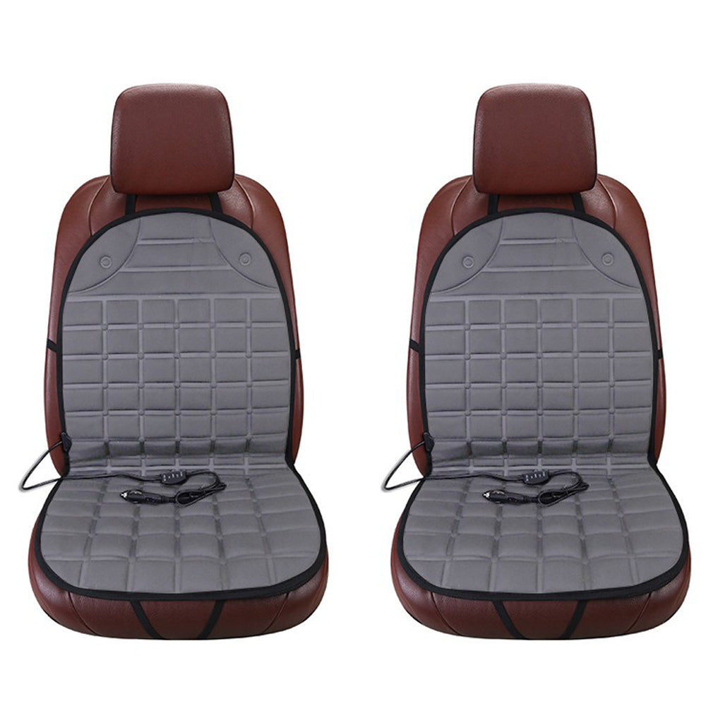 2X Heated Car Auto Seat Warmer Cushion Cover Grey