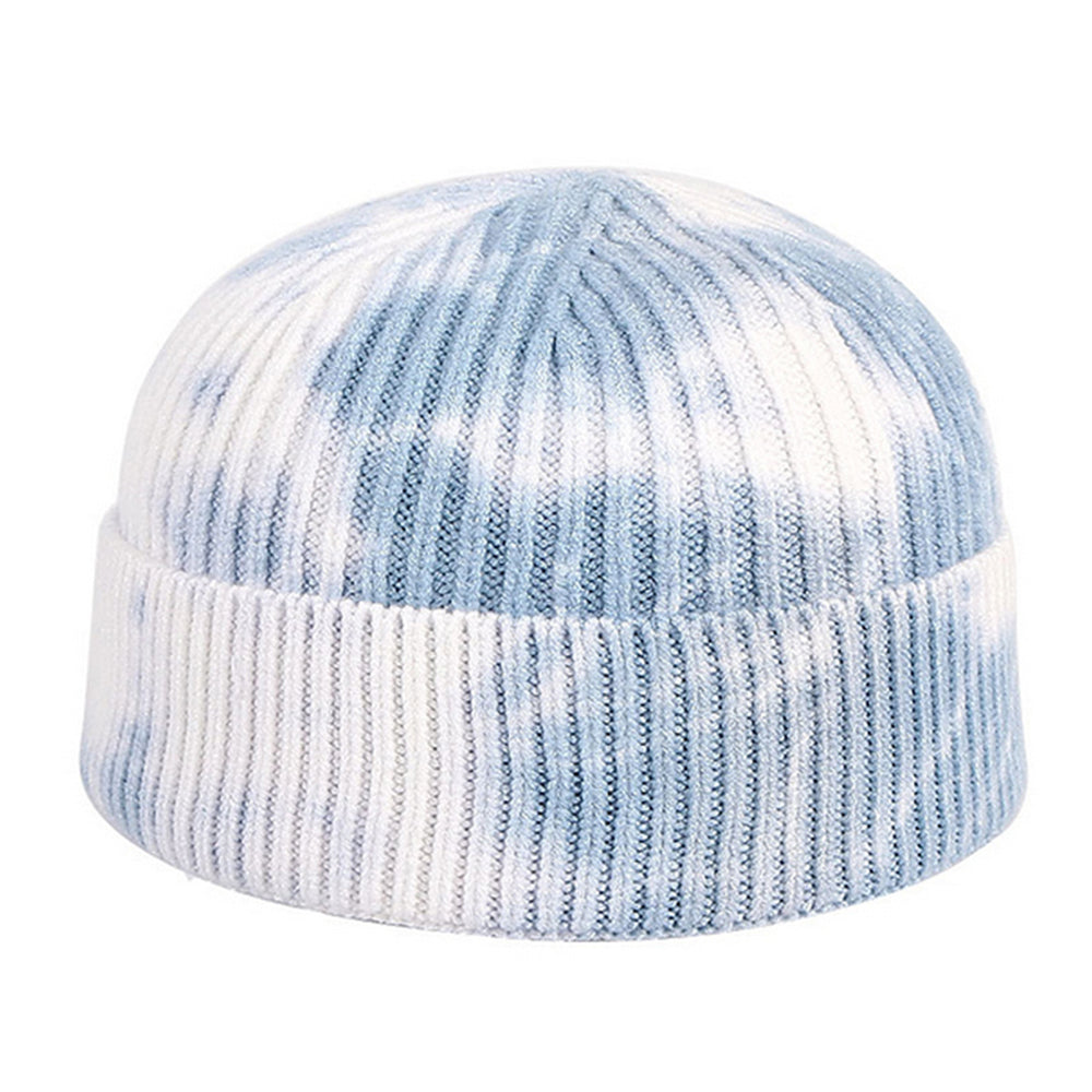 2Pcs Dye Knitted Beanie Hat Blue and Purple