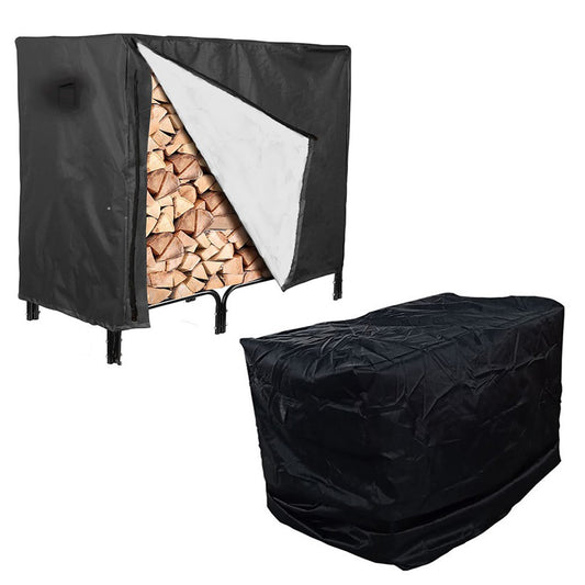 2Pcs 4 Feet Outdoor Firewood Log Storage Rack Cover